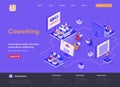 Coworking space isometric landing page. Royalty Free Stock Photo