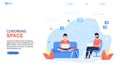 Coworking Space Landing Page Flat Cartoon Template