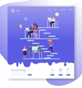 Coworking Team Work Landing Page. Open Workspace Concept with Flat People Characters Working Together Website Template