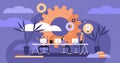 Coworking vector illustration. Stylized banner with people sharing office.
