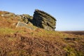 The Cowper Stone on the slopes of Stanage Edge Royalty Free Stock Photo