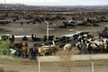 cows crowded in a muddy feedlot Royalty Free Stock Photo