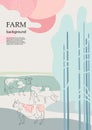 Cows are drawn in one line. Sample brochure. Agricultural background. Royalty Free Stock Photo