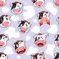 Cows face action seamless pattern Royalty Free Stock Photo