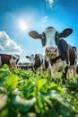 cows graze in the field