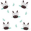 Cows head seamless pattern.