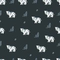 Diary cows on pasture flat vector illustration animal background pattern Royalty Free Stock Photo