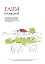 Cows and village houses. Agricultural brochure layout design.