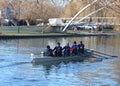 Coxed four boat on the river. Royalty Free Stock Photo