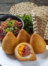 Coxinha with beef jerky and cheddar cheese Royalty Free Stock Photo