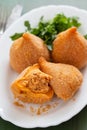 Coxinha de frango, typical brazilian chicken croquette Royalty Free Stock Photo