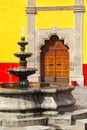 Ancient house with fountain of coyoacan, in mexico city, I Royalty Free Stock Photo