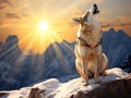 Ai Generated illustration Wildlife Concept of Coyote Howling at a new day Royalty Free Stock Photo