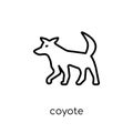 Coyote icon. Trendy modern flat linear vector Coyote icon on white background from thin line animals collection