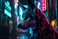 Coyote\'s Cyberpunk Realism in Rococo Neon Shades: A Highly Detailed 3D Cinematic Masterpiece