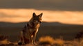 Coyote sit and observe the prey, nature background