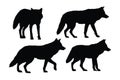 Coyote standing design on a white background. Wild coyote silhouette set vector. Coyote wolf silhouette bundle design. Carnivore