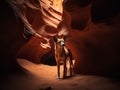 Antelope Canyon Whispers: A Coyote\'s Solitary Stroll Royalty Free Stock Photo
