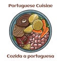 Cozido a portuguesa - traditional portuguese dish with pork, beef, chicken, potatoes, beans, carrots and cabbage