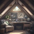 The Coziest Attic Study Royalty Free Stock Photo