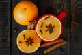 coziness warm spices cinnamon honey lemon ginger tea winter mulled wine Royalty Free Stock Photo