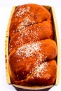 Cozonac, Kozunak or babka is a type of  sweet leavened bread, traditional to Romania and Bulgaria Royalty Free Stock Photo