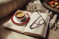 CozOpen Book with Coffee and Glasses