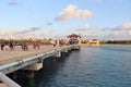 Cozumel, Mexico - 3/16/18 - Cruise ship passengers walking down the dock returning to their cruise ship Royalty Free Stock Photo