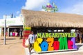 Cozumel, Mexico - December 2015: Tourists going at shopping area at the sea port. Royalty Free Stock Photo