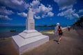 COZUMEL, MEXICO - MARCH 23, 2017: The monument of Doctor Adolfo Rosado Salas in the main street of the town