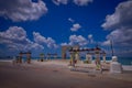 COZUMEL, MEXICO - MARCH 23, 2017: A seaside monument to Gonzalo Guerrero along the malecon in the port of Cozumel