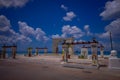 COZUMEL, MEXICO - MARCH 23, 2017: A seaside monument to Gonzalo Guerrero along the malecon in the port of Cozumel