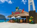 Cozumel, Mexico - May 04, 2018: The bar or cafe at Cozumel port during one of the Western Caribbean cruises Royalty Free Stock Photo