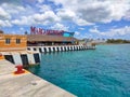 The bar or cafe at Cozumel port during one of the Western Caribbean cruises Royalty Free Stock Photo