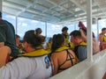 Cozumel, Mexico - May 04, 2018: The people at snorkeling underwater and fishing tour by boat at the Caribbean Sea