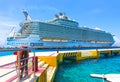 Cozumel, Mexico - May 04, 2018: Royal Carribean cruise ship Oasis of the Seas docked in the Cozumel port during one of Royalty Free Stock Photo