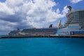 Cozumel, Mexico - May 04, 2018: Royal Carribean cruise ship Oasis of the Seas docked in the Cozumel port during one of Royalty Free Stock Photo