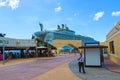 Cozumel, Mexico - May 04, 2018: Royal Carribean cruise ship Oasis of the Seas docked in the Cozumel port during one of Royalty Free Stock Photo