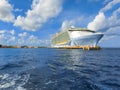 Cozumel, Mexico - May 04, 2018: Royal Carribean cruise ship Oasis of the Seas docked in the Cozumel port during one of Royalty Free Stock Photo