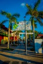 COZUMEL, MEXICO - NOVEMBER 09, 2017: Beautiful outdoor view of some tourists enjoying the city of Cozumel, surrounding Royalty Free Stock Photo