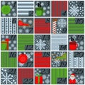Cozy Advent calendar with various Christmas and holiday attributes