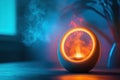 Cozy ambiance created by a decorative diffuser emitting colorful mist in a calm setting Royalty Free Stock Photo