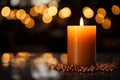 Cozy appreciation Round bokeh encircles a Thanksgiving themed aromatic candle