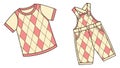 Cozy Argyle Patterned Baby Overalls & Shirt, vector design Generative AI Royalty Free Stock Photo