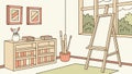 Cozy Art Studio with Bookshelf and Creative Space, vector design Generative AI Royalty Free Stock Photo