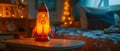 Cozy Astronaut Dreams: Rocket Nightlight in a Child\'s Room. Concept Children\'s Decor, Space Theme,
