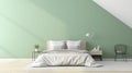 Cozy attic bedroom with green walls and large bed. Generative AI Royalty Free Stock Photo