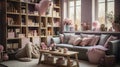 Cozy attic playroom filled with toys, plush animals, and warm lighting under a roof window with a starry night sky view.