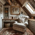 Cozy Attic Study Nook Royalty Free Stock Photo