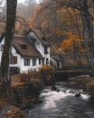 Cozy Autumn Cottage by Rushing Stream